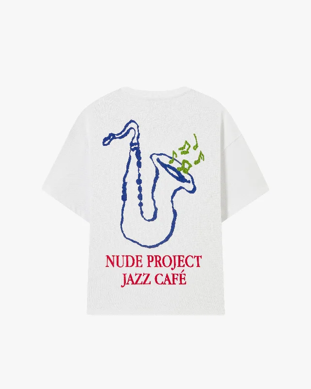 Women's V-Neck BlouseJAZZ CAFÉ TEE WHITE