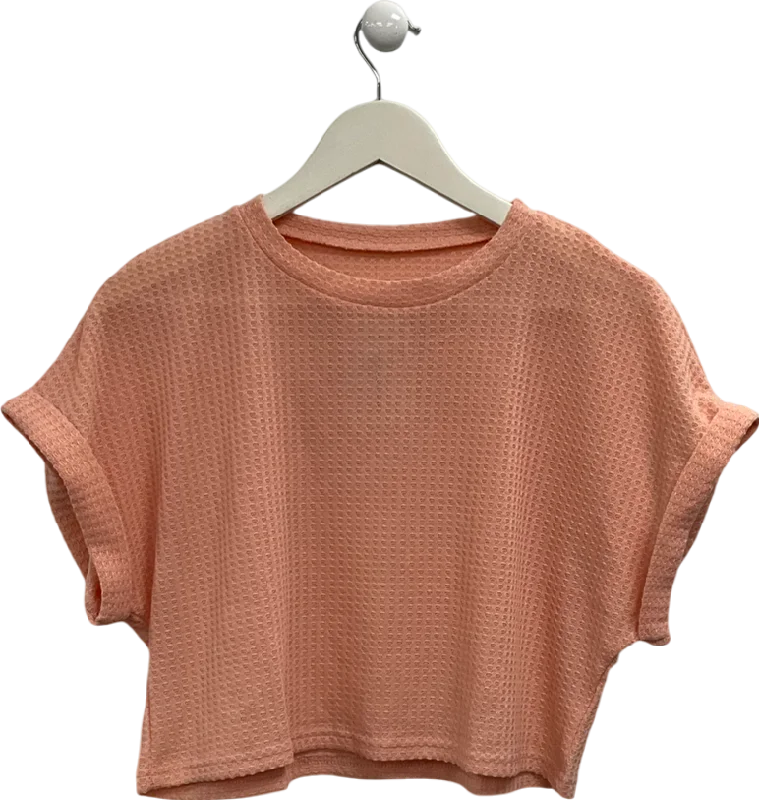 Women's Crew Neck SweatersOrange Textured Loose Tee UK L