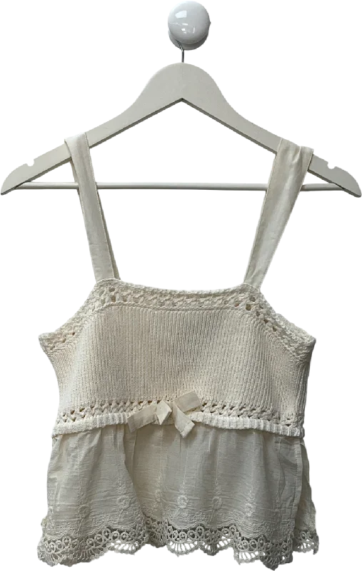 Women's Bosnian Wool SweatersZARA Cream Crochet Crop Top UK M