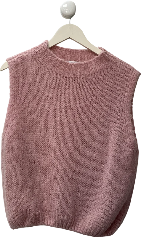 Women's Slovak Wool SweatersGlossy paris Light Pink Knitted Vest UK M