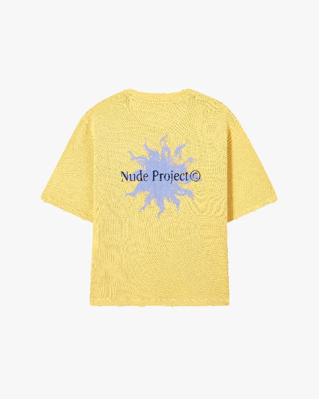 Women's Blouse with Rounded HemSOLET CROPPED TEE YELLOW