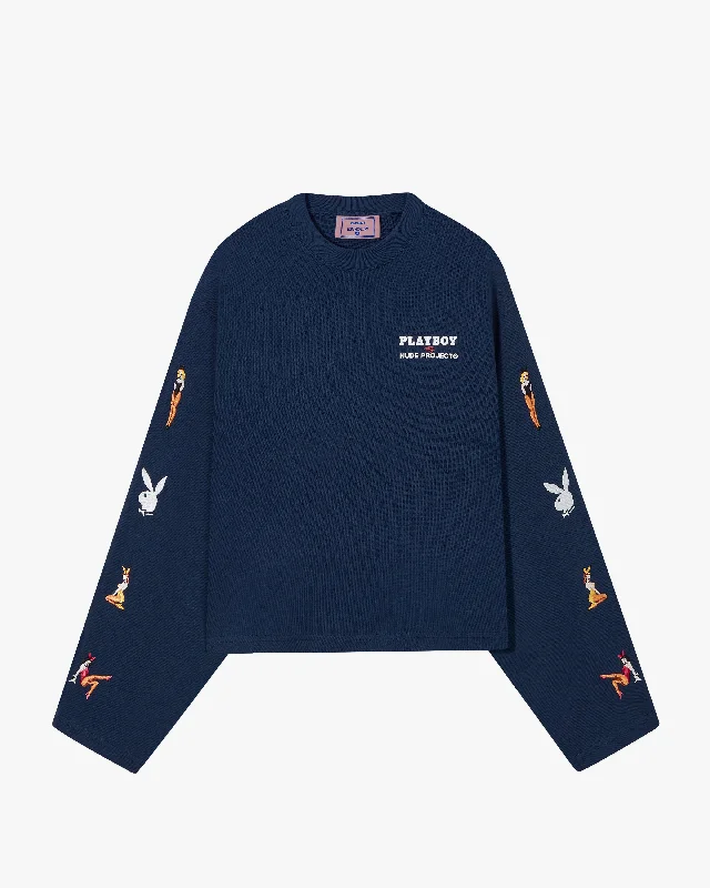 Women's Blouse with Sweetheart CollarPLAYFUL LONG-SLEEVE TEE NAVY