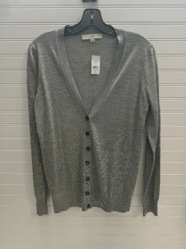 Women's Polyester SweatersSweater Cardigan By Loft In Grey, Size: M