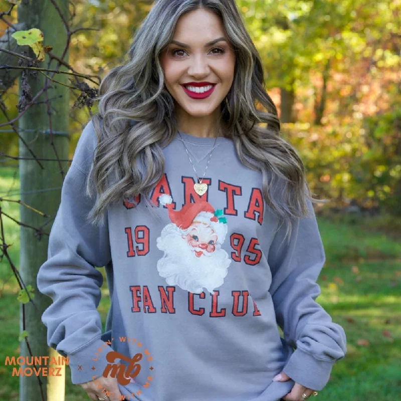 Women's Hooded Sweatshirts with Striped LiningSanta Fan Club Crewneck