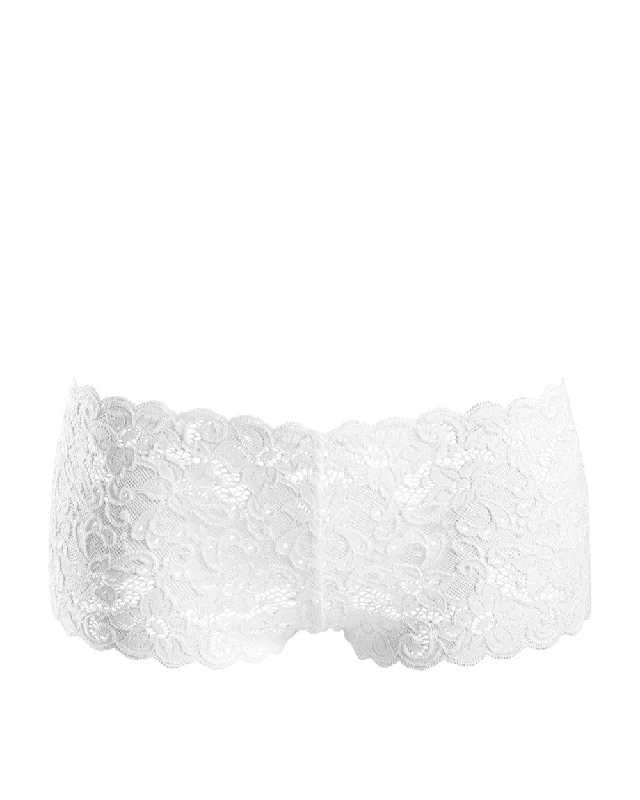 stretchable satin panties with a sheer lace waistbandMoments Lace Shorty