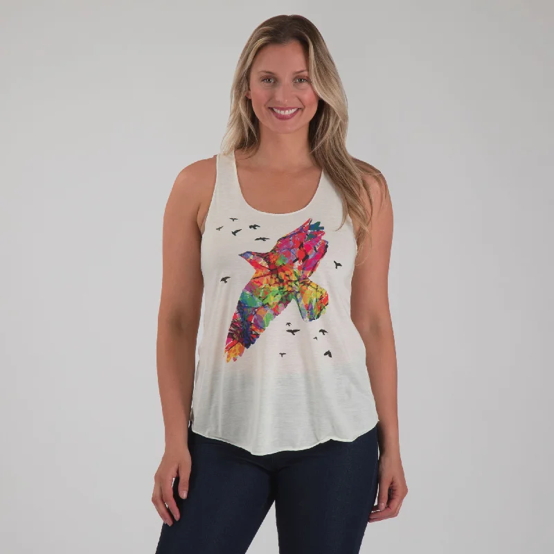 Women's Blouse with Shawl CollarBird in Flight Tank Top