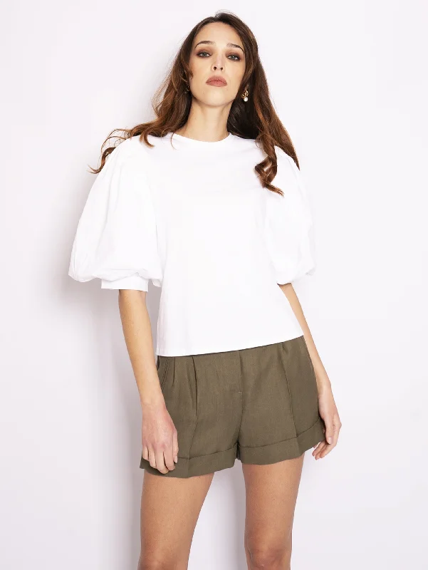 Women's Blouse for HolidayT-Shirt con Maniche Palloncino Bianco Ottico