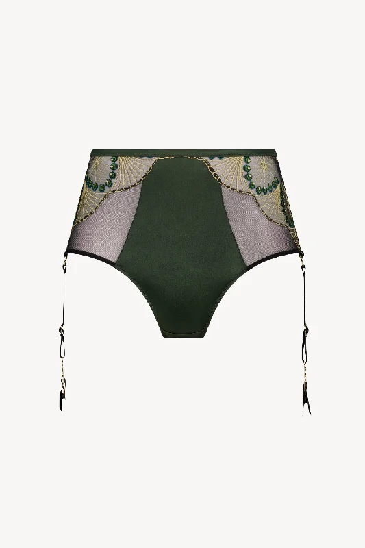 tulle overlay thong panties for a romantic lookMONARCHY High Waisted Brief with Detachable Suspenders