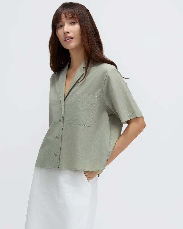 Women's Blouse with Notched CollarRelaxed Camp Collar Shirt