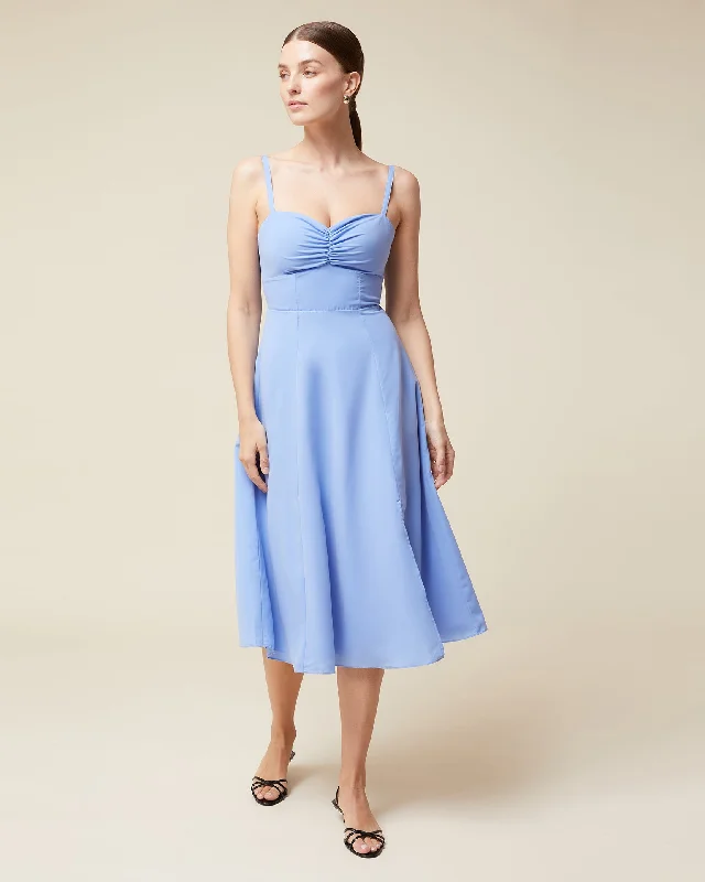 Women's Shawl Collar DressesRuched Cup Midi Dress