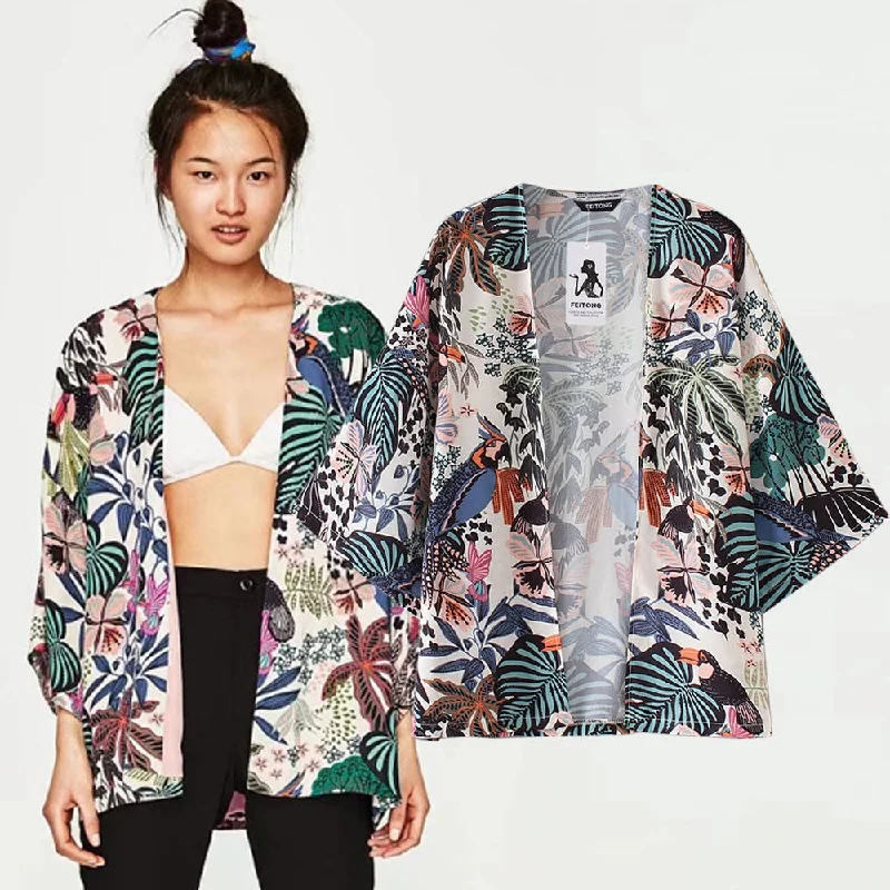 women's short sleeve pajama setsBeach Chiffon kimono