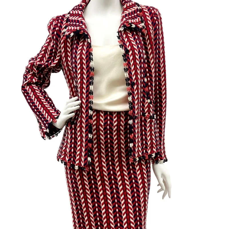 Women's Relaxed Fit SkirtsChanel Tri-color Wool Skirt Suit