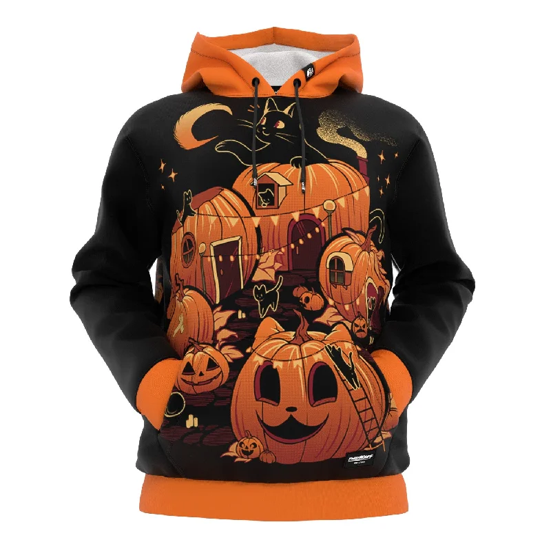 Women's Hooded Sweatshirts with Zipper ClosurePumpkin House Hoodie