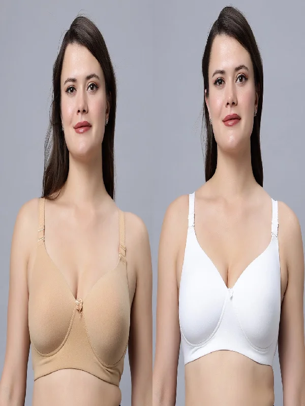 seamless bra for minimizersPadded Medium Coverage White and Skin Color T-shirt Bra (Pack of 2)