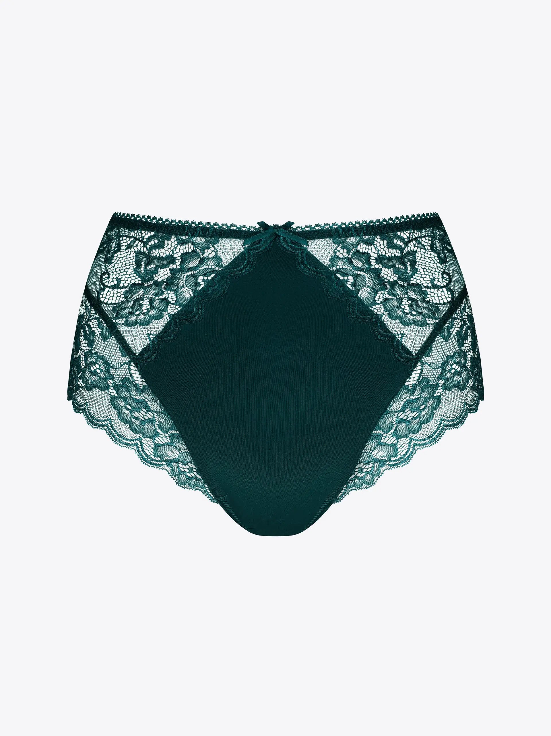 lightweight silk panties with a stretch lace trim for a flirty lookDawn Tai High Waist