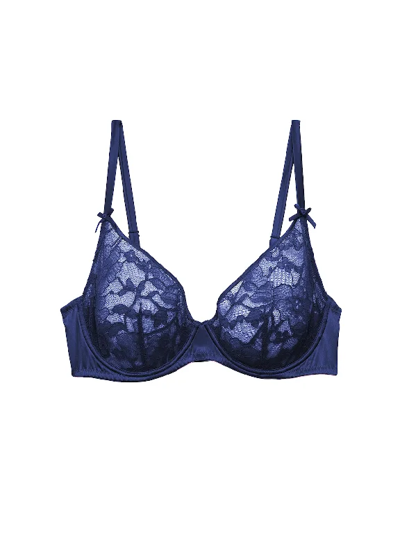 full-coverage bra for large bustsNighttime Blue Fuller Cup Magnolia Lace Bra