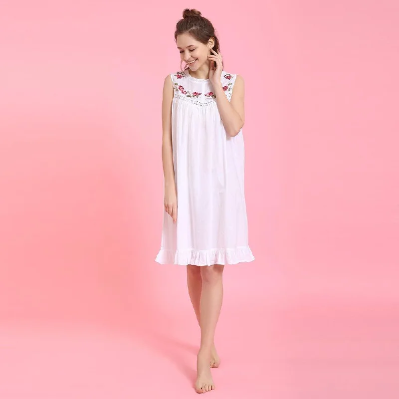 women's pajamas with a charming, vintage aestheticDajana 100% Woven Sleeveless Cotton Gown