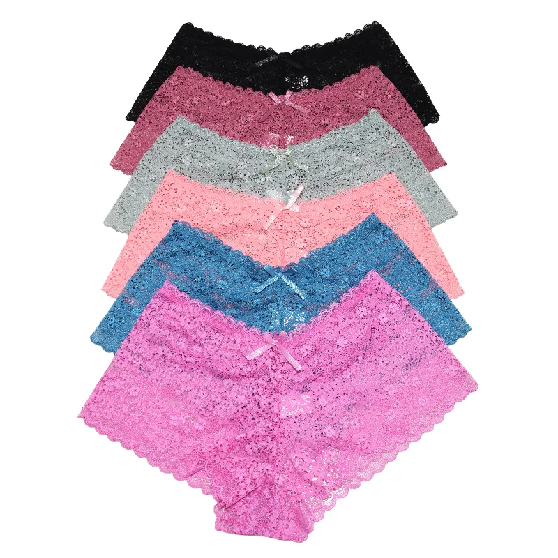 plus-size lace panties with tummy controlLace Cheeky Boxer Panties (6-Pack)