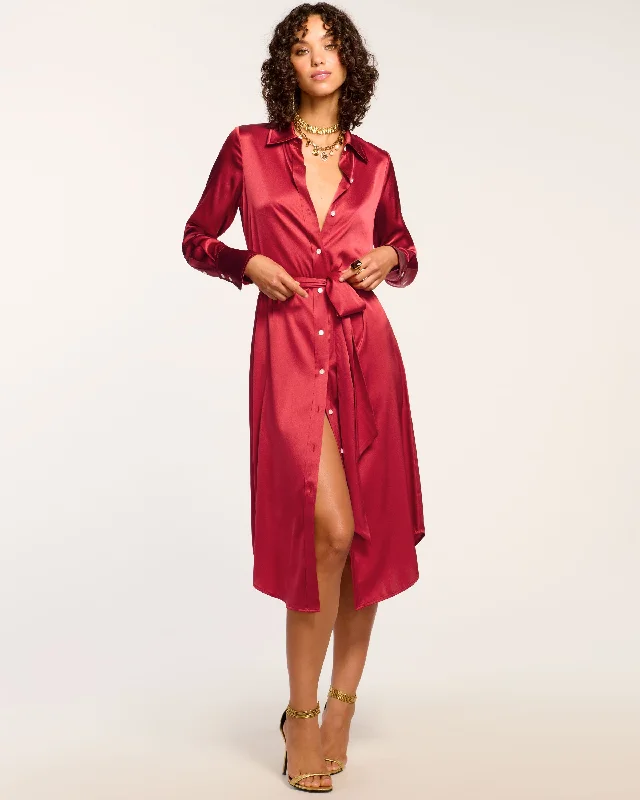 Women's Narrow Collar DressesVictoria Silk Button Down Midi Dress