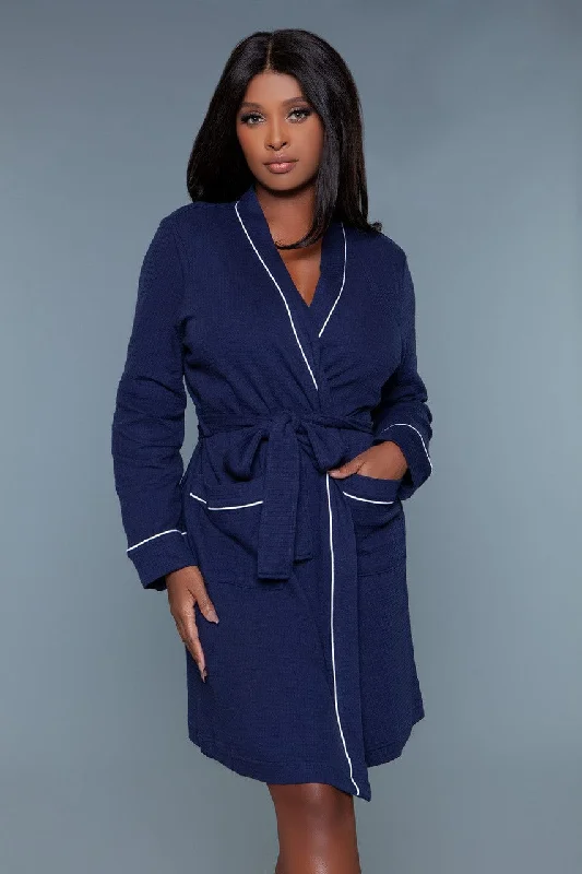 women's pajamas with an adjustable necklineGeovan Waffle Self Tie Robe Navy