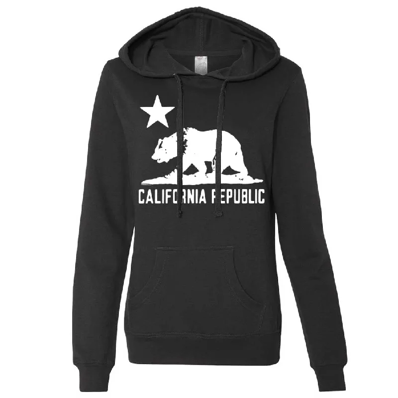 Women's Hooded Sweatshirts with Wool LiningCalifornia Flag Oversize White Silhouette Ladies Fitted Hoodie