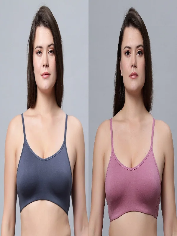 sleep bra for comfortNon-Padded Full Coverage Grey and Onion Color Sports bra (Pack of 2)