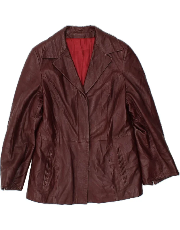 Women's Coats with SleevesVINTAGE Womens Leather Jacket UK 14 Large Burgundy Leather