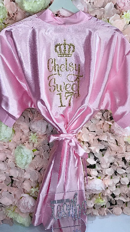 women's pajamas with pocketsSALE Kids | Personalised Satin Robes | Baby Pink