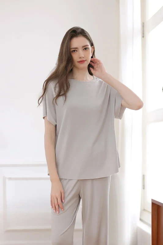 women's pajamas with snap buttonsAirMode Summer Top in Cloud Grey