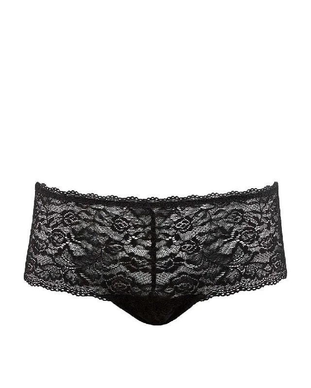 stretch lace panties with a sheer overlay and high-cut legs for a seductive flairRosessence Shorty