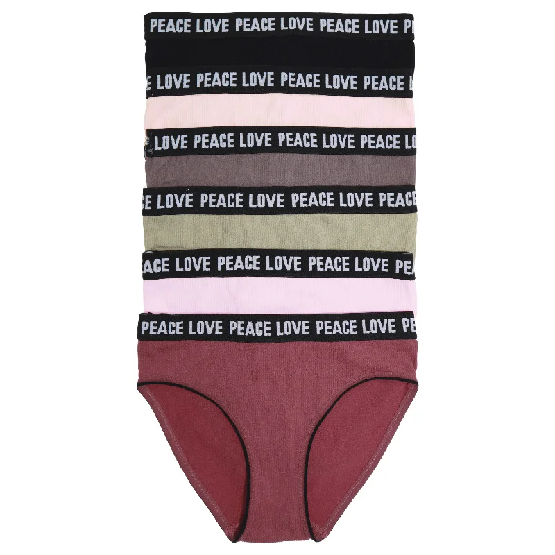 eco-friendly underwear made from sustainable materialsSeamless Panties with Love Peace Print (6-Pack)