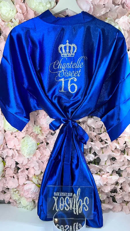 high-quality women's pajama setsKids | Personalised Satin Robes | Royal Blue