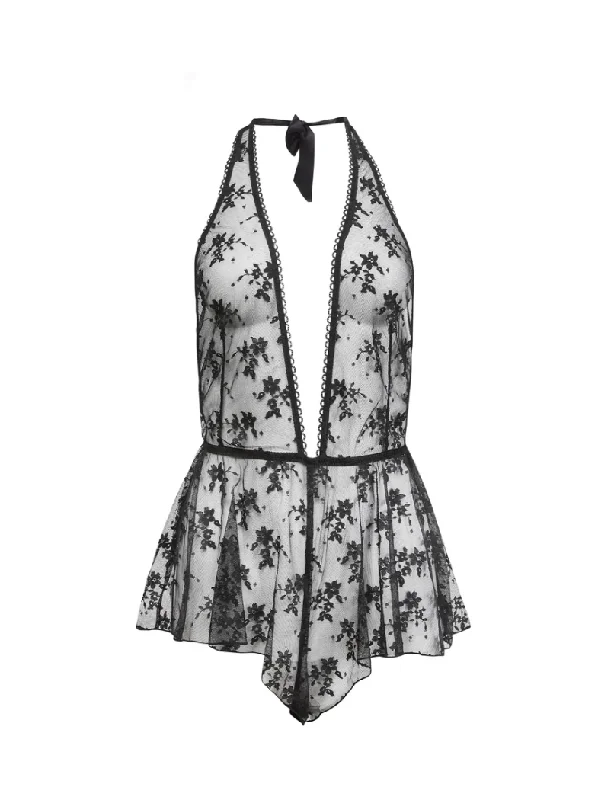 lace overlay braBlack Untie Me Playsuit