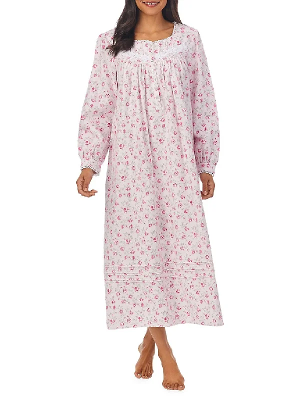 women's pajamas in solid colorsEileen West 100% Cotton Pocketed Flannel Gown Printed