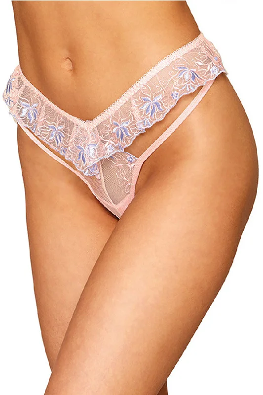 seamless panties with a concealed waistband and moisture-wicking finish for all-day wearFloral embroidery flutter G-string