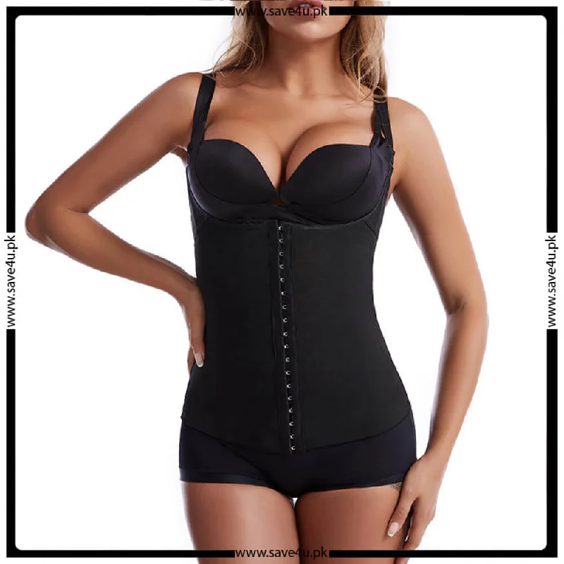 open-bust corset shapewear with lace appliquéAdjustable Straps Front Hook Tummy Slimming Shape wear