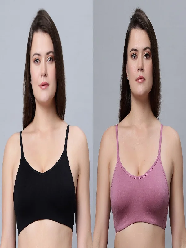 wireless bra for breastfeedingNon-Padded Full Coverage Black and Onion Color Sports bra (Pack of 2)