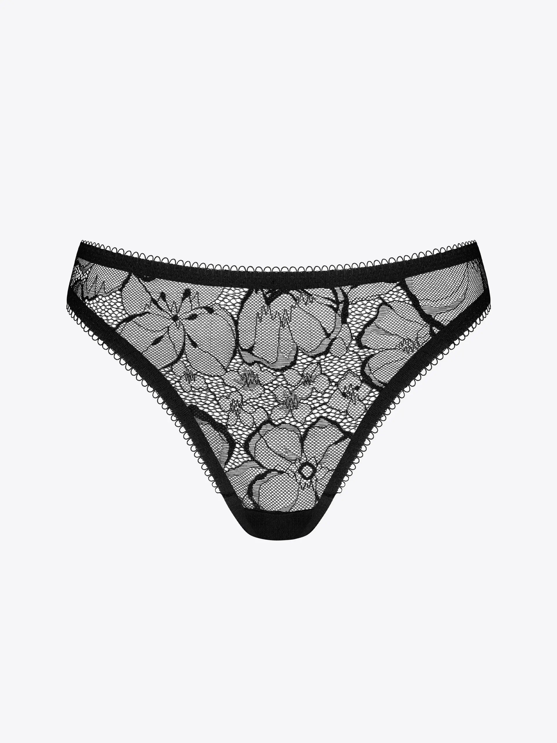 plus-size high-waisted panties with a floral lace trimCamellia Tai High Leg