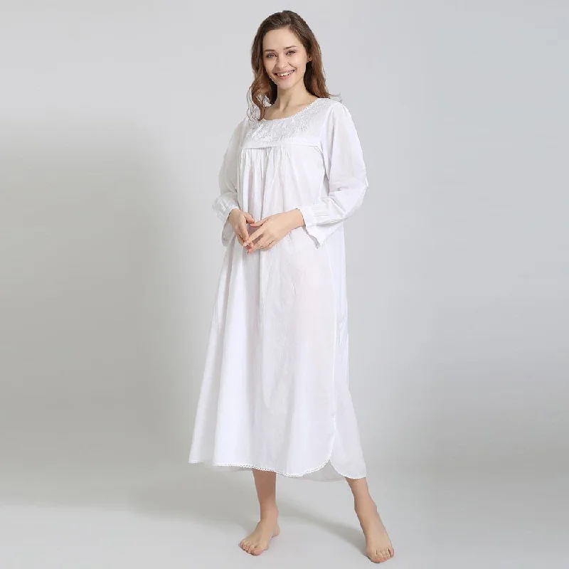 women's pajamas for cold weatherSara 100% Woven Cotton Gown