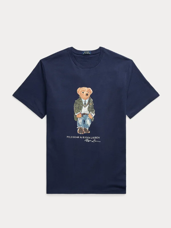 Women's Blouse with High CollarT-shirt con Stampa Polo Bear Blu Navy