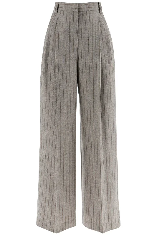 Women's Jodhpurs with Mid WaistBrunello Cucinelli Women's Wide Virgin Wool Pinstripe Trousers