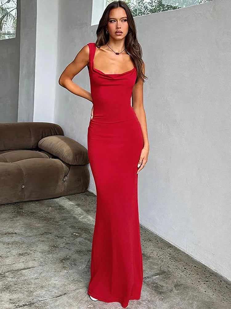 Women's Long-Sleeve DressesBow Long Slim Bodycon Spaghetti Strap Backless Sexy Spring Summer Maxi Dress