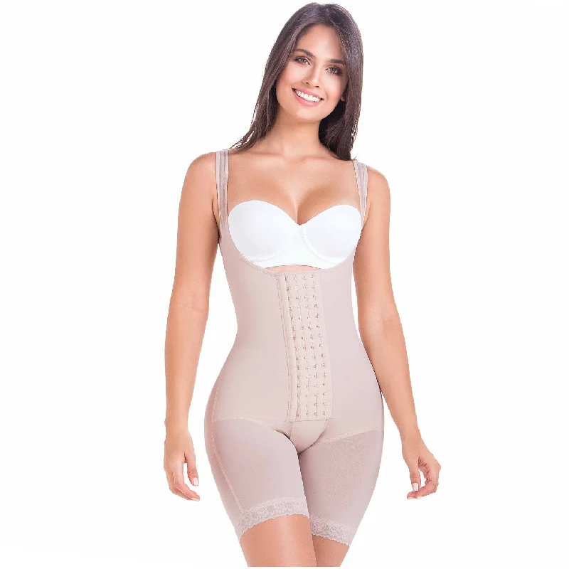 open-bust waist trainer with lace details for a feminine touchMariaE 9412 Fajas Colombianas Postparto y Postquirúrgica para Mujer