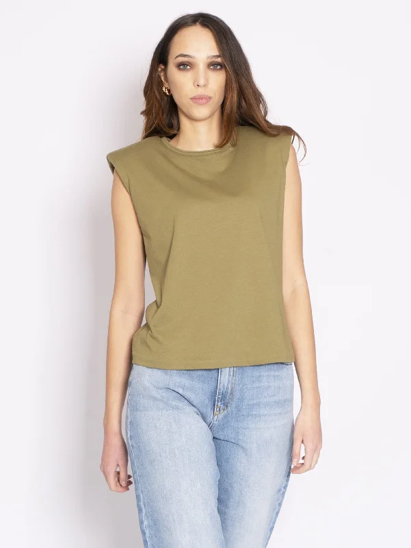 Women's V-Neck BlouseCanotta con Spalline - Verde Militare