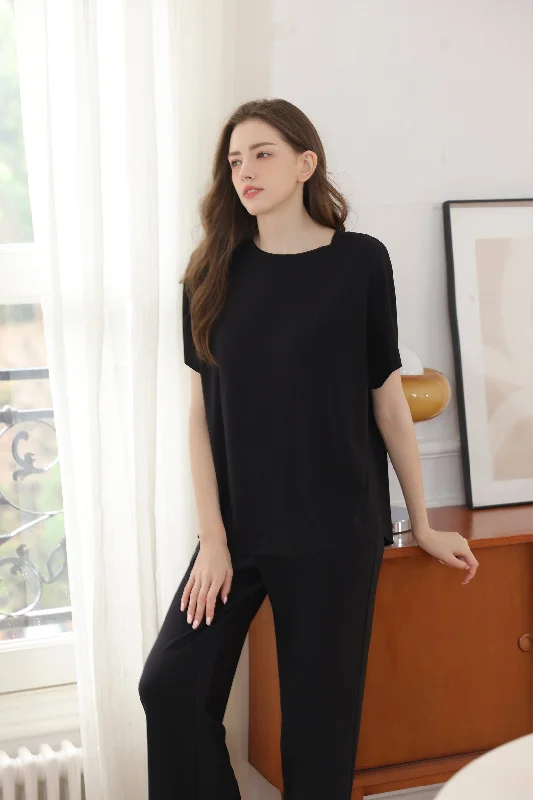 women's pajamas for travelAirMode Summer Top in Noir