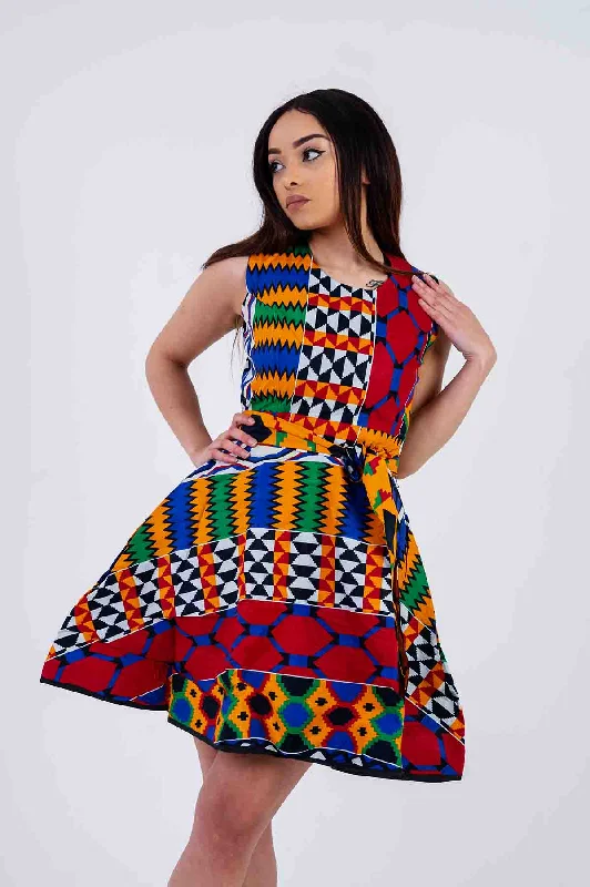 Women's Midi DressesOtiti Mini Dress | Yellow and Red Multicolored African Print