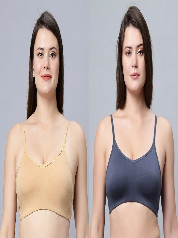 mastectomy bra with foam liningNon-Padded Full Coverage Grey and Skin Color Sports bra (Pack of 2)