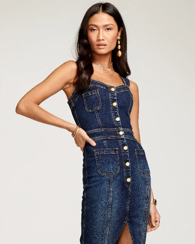 Women's Mandarin-Neck DressesMonica Denim Midi Dress