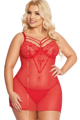 lace front closure braAldona plus size sexy chemise