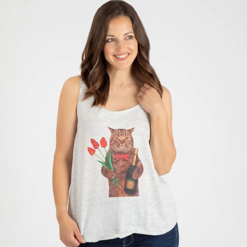 Women's Blouse with Wide CollarCat Happy Hour Tank Top